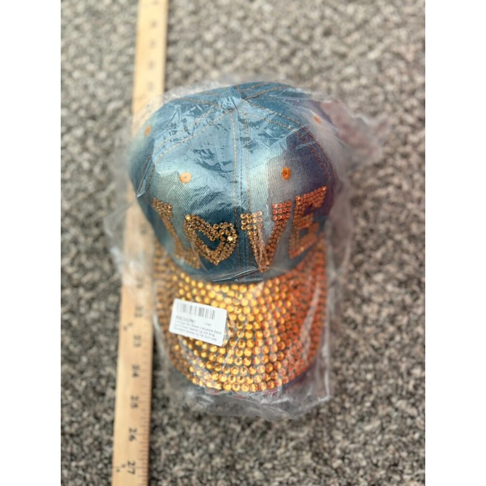 Denim and rhinestone baseball cap "Love"